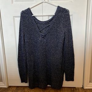 Lucky Brand Shimmer sweater with lace up back detail
